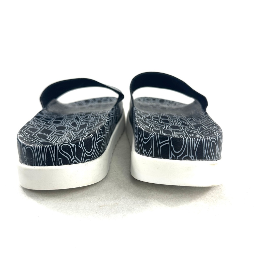 Michael Kors Women Size 9 Black White Logo PU Slide Sandal - Picture 4 of 9